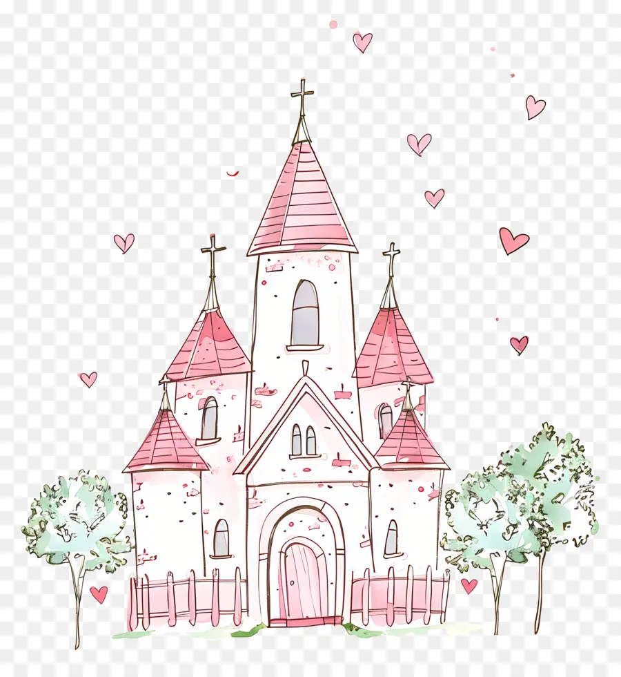 Heureux Mariage，église Rose PNG