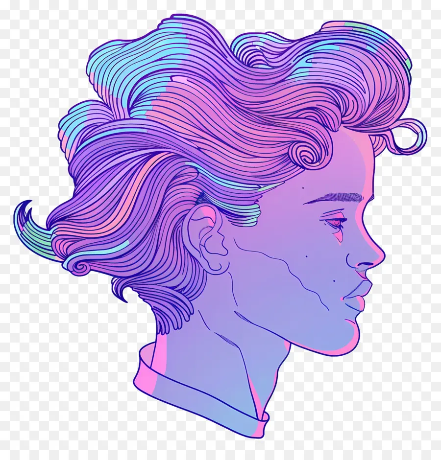 Cheveux De Vapor，Vaporwave Fille PNG