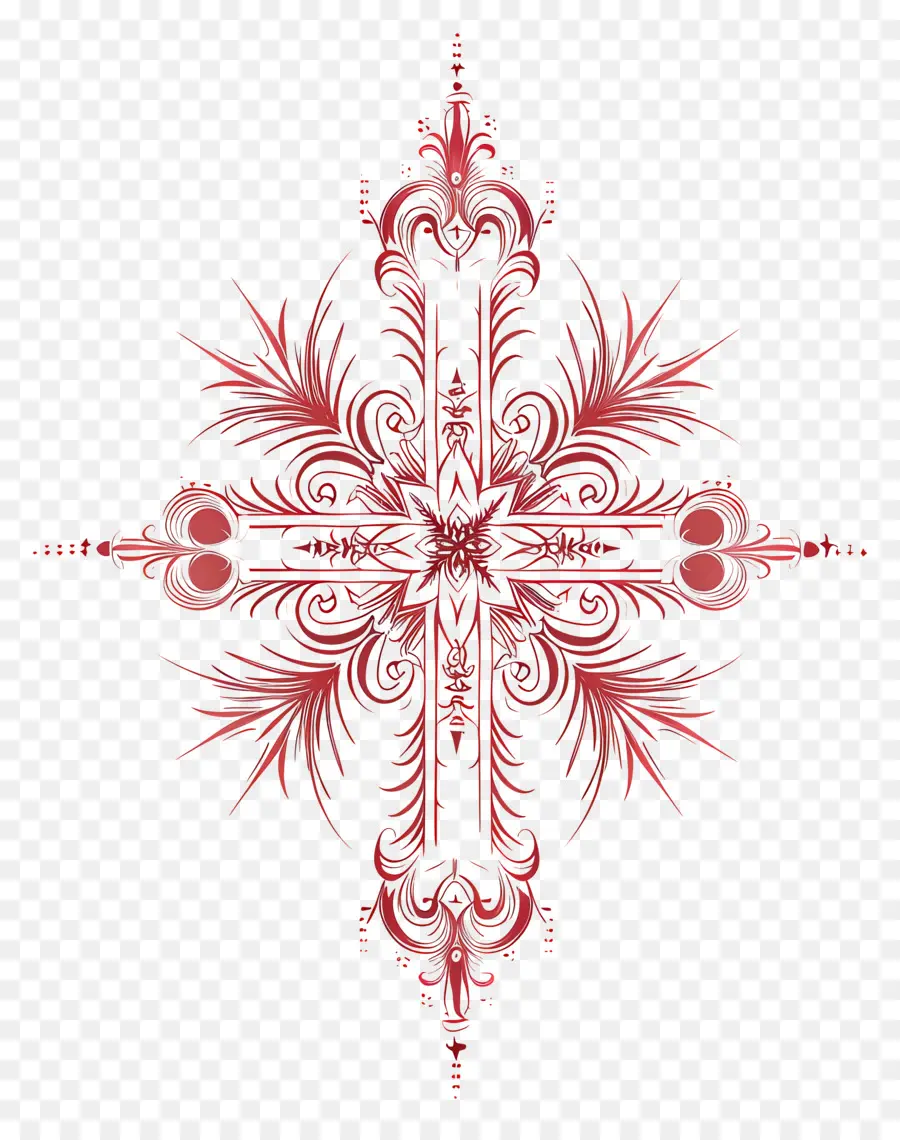 Croix Chrétienne，Rouge Design Floral PNG