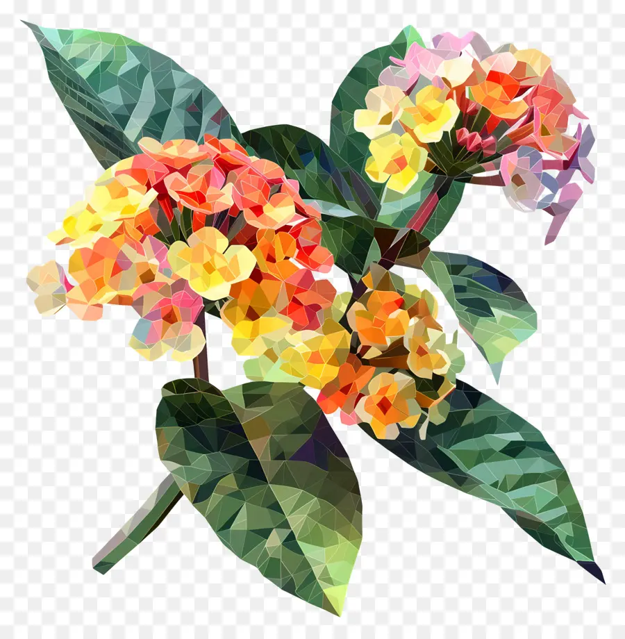 Art Des Fleurs Numériques，Fleurs De Lantana PNG