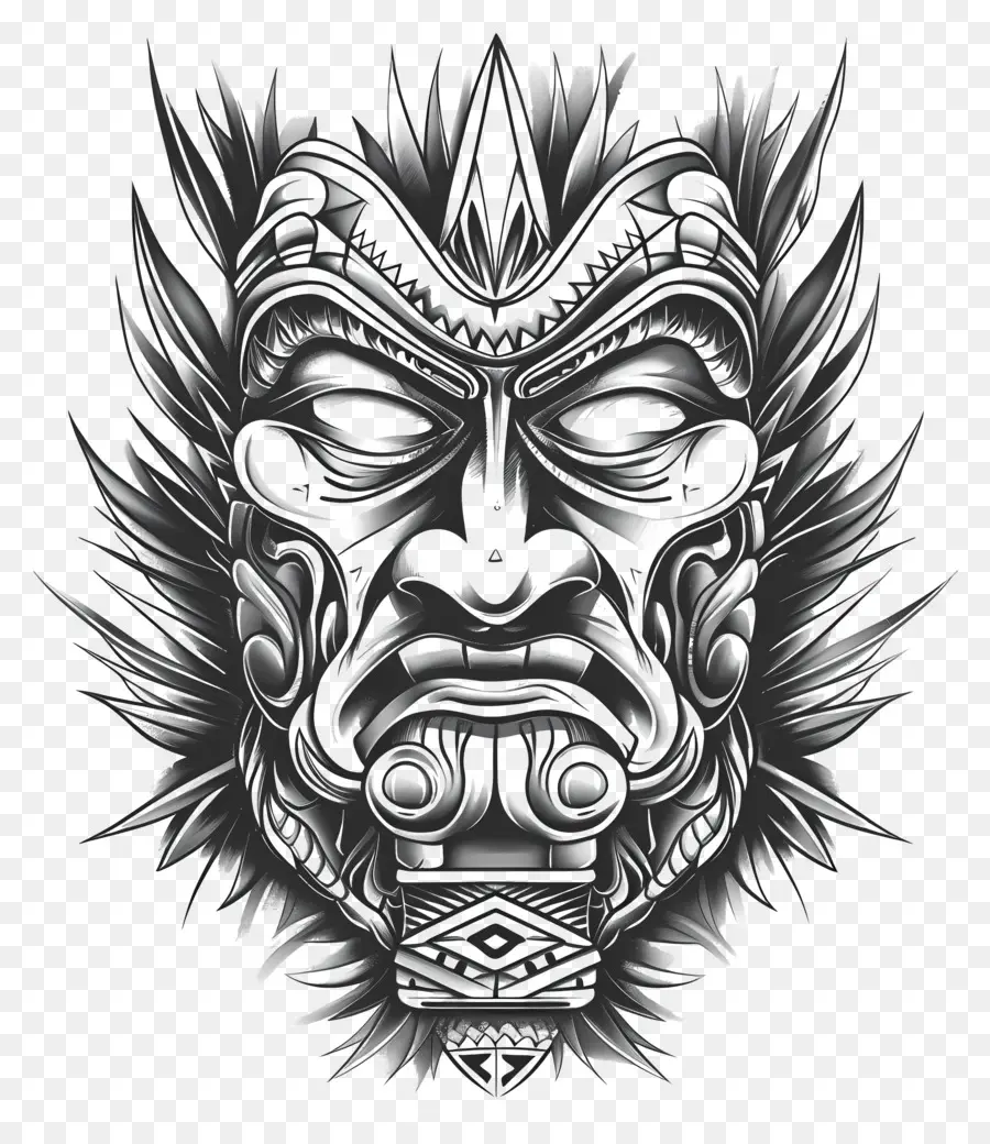 Tatouage Polynésien，Masque De Dessin à La Main PNG