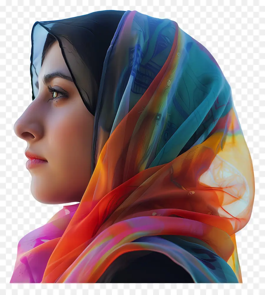 Vraie Fille Hijab，Foulard Coloré PNG