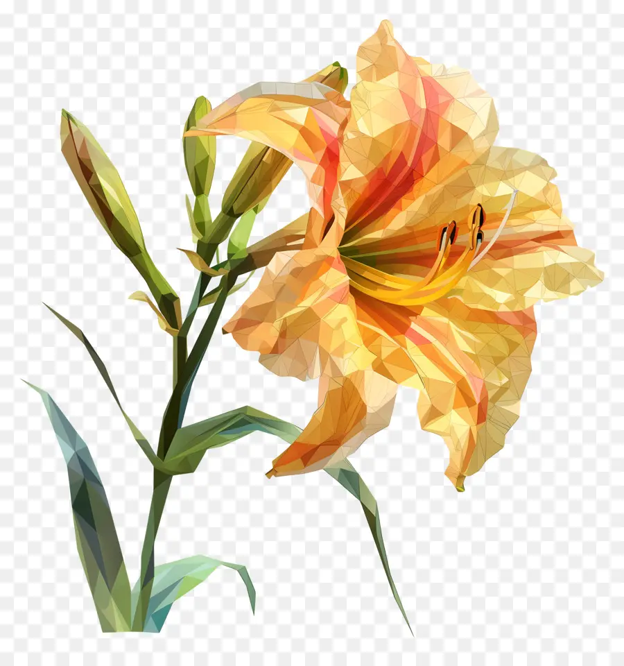 Numérique Fleur，Hémérocalle Jaune PNG