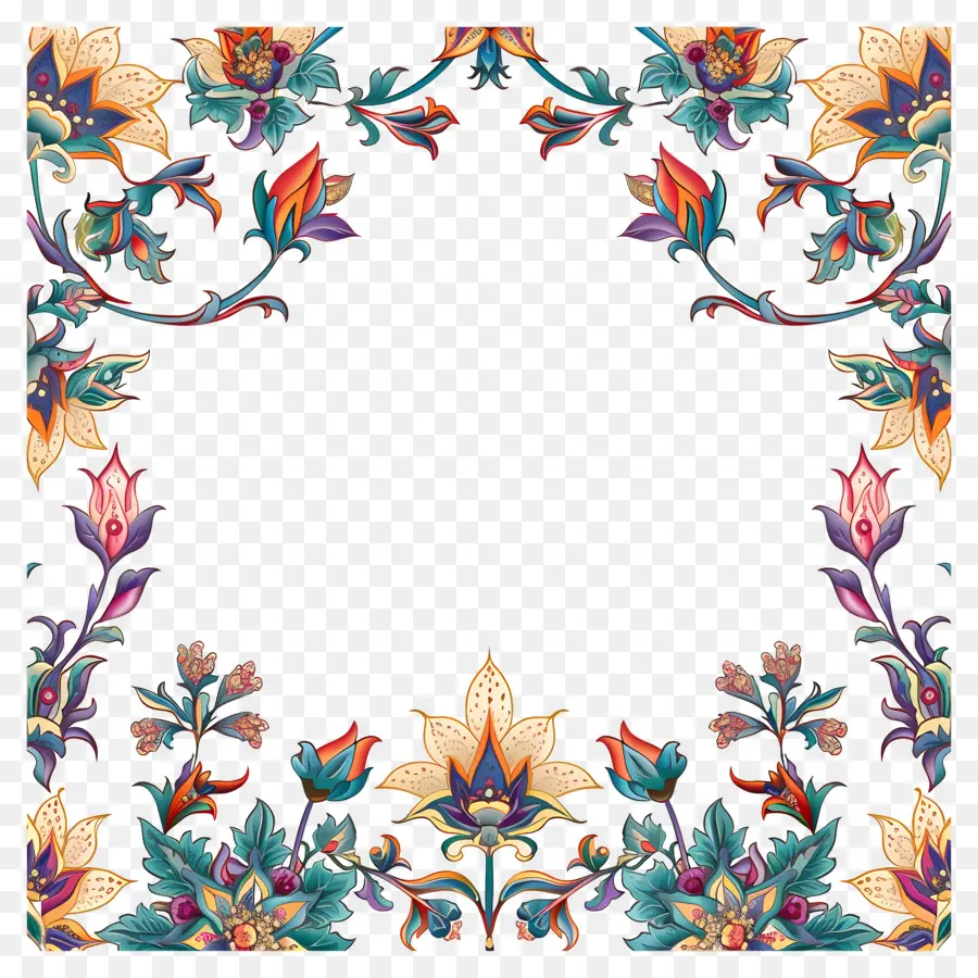 Border Floral Modèle Islamique，Cadre Floral PNG