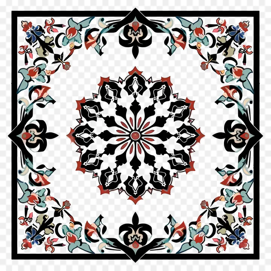 Motif Border Islamic Pattern，Motif Floral PNG