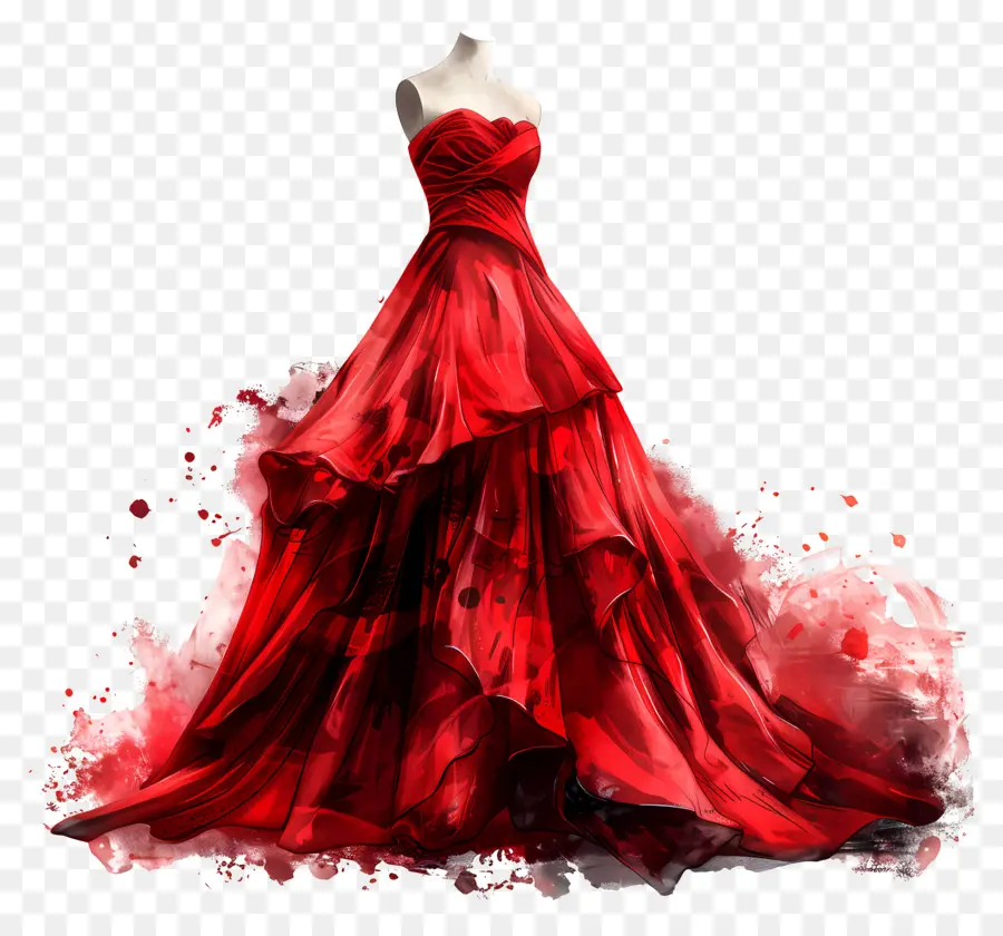 Rouge Robe De Mariée，Robe De Soirée Rouge PNG
