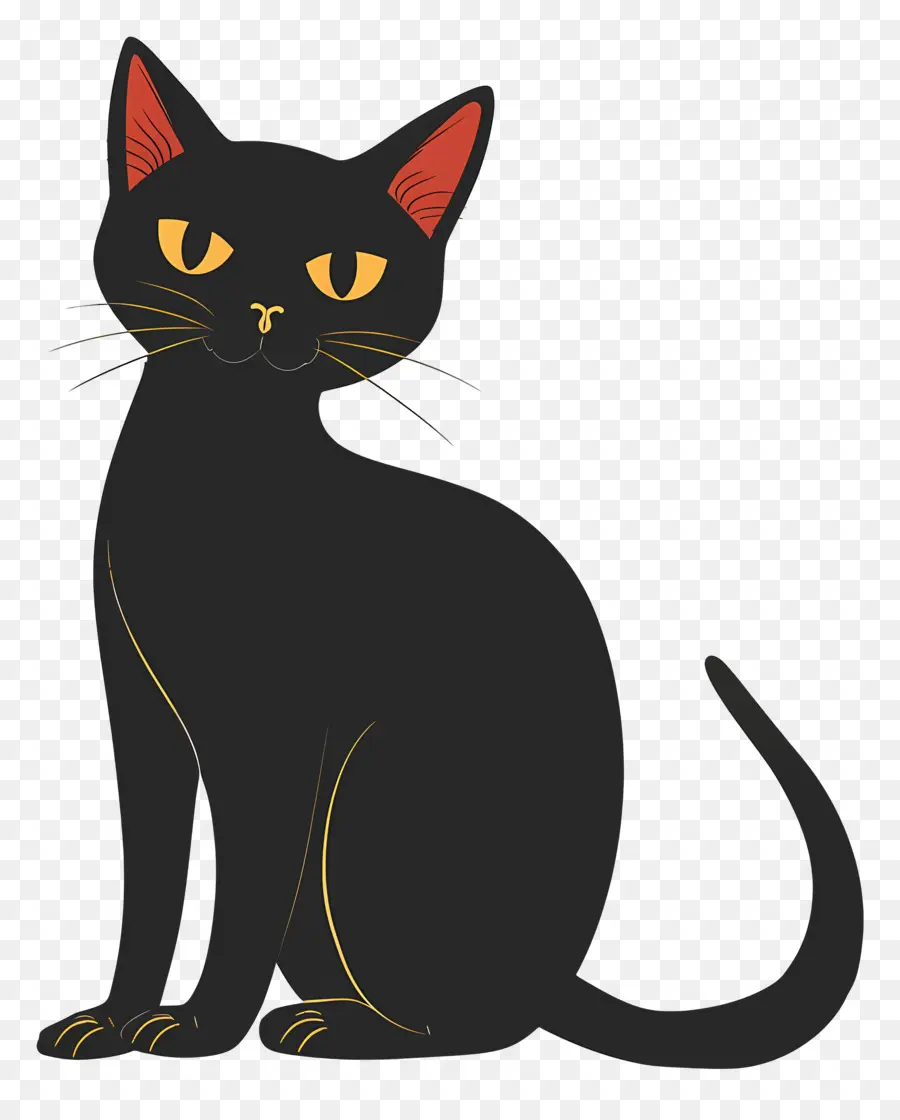 Chat Noir，Yeux Oranges PNG