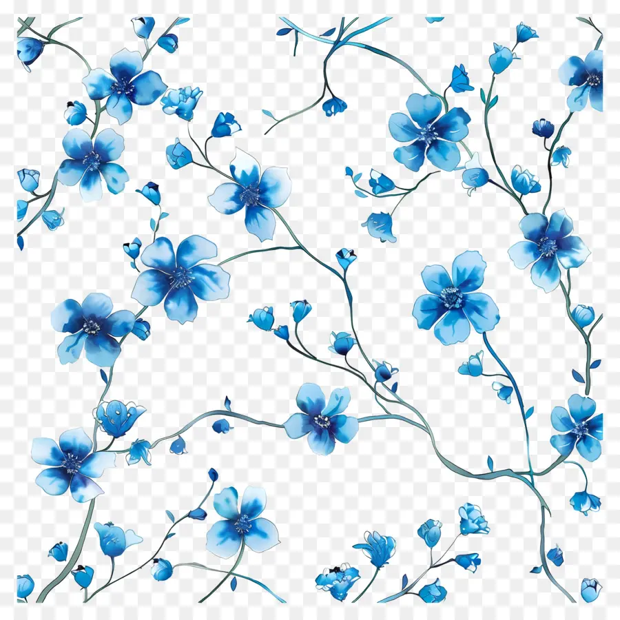Fleurs Bleues，Peinture Numérique PNG