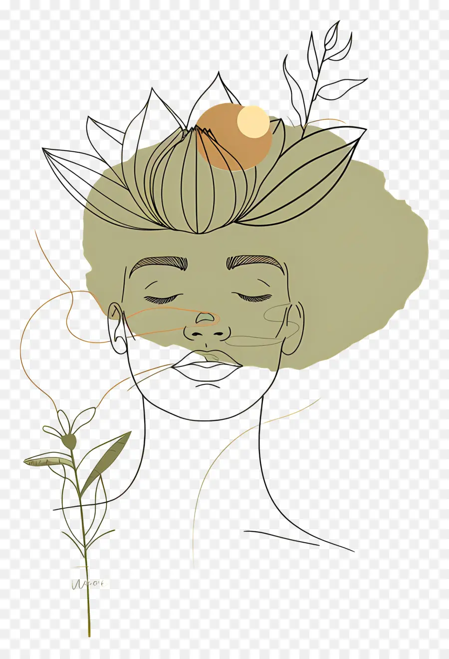 Visage De Femme，Visage Avec Fleur PNG