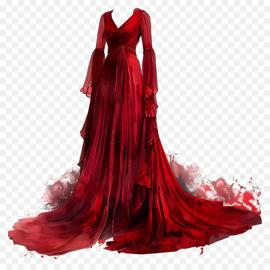 Rouge Robe De Mariée，Robe De Soirée Rouge PNG