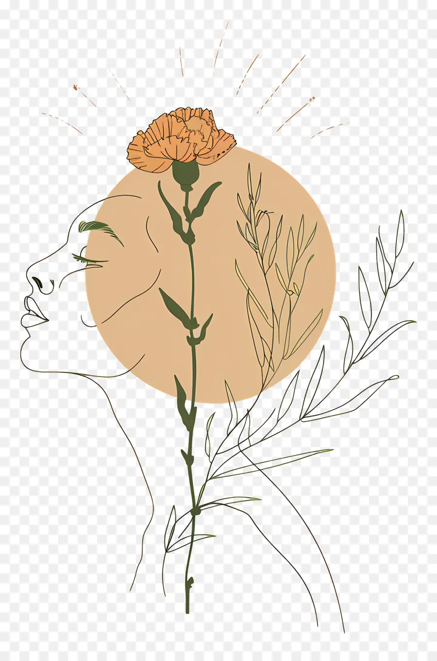 Visage De Femme，Visage Avec Fleur PNG