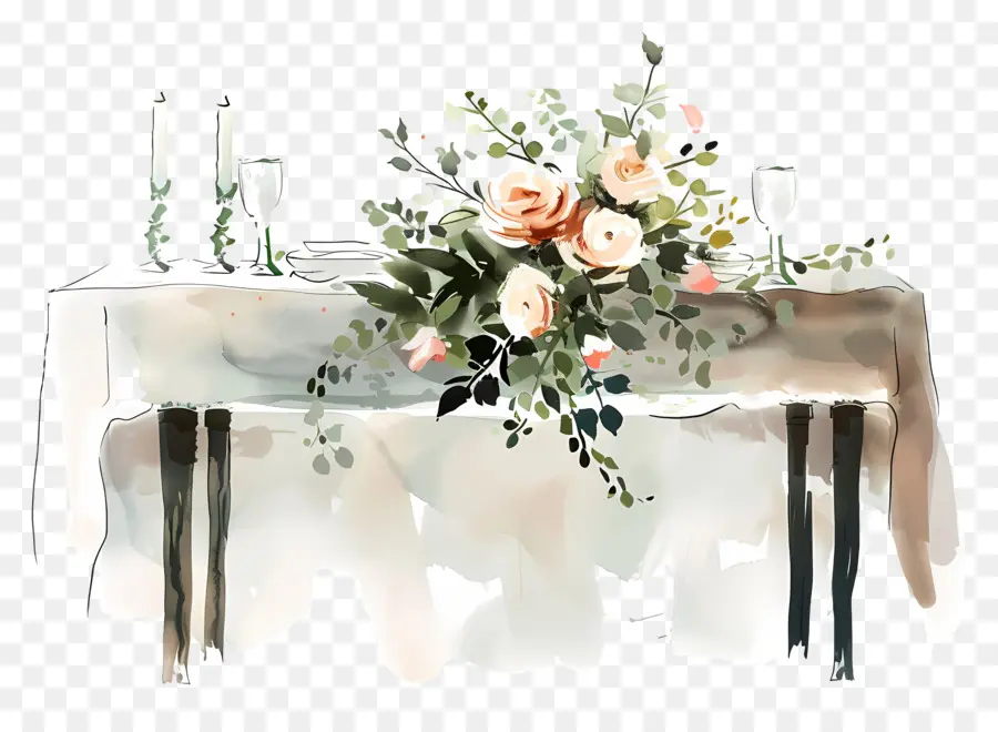 Table De Mariage，Peinture à L'aquarelle PNG