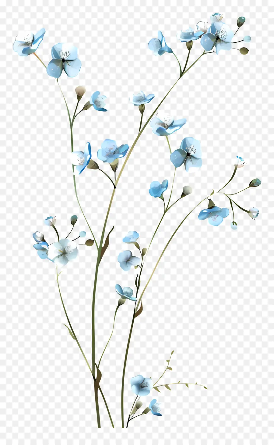 Fleurs Bleues，Noir Et Blanc PNG