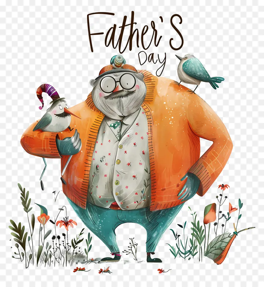 Pour La Fête Des Pères，Homme Avec Oiseau PNG