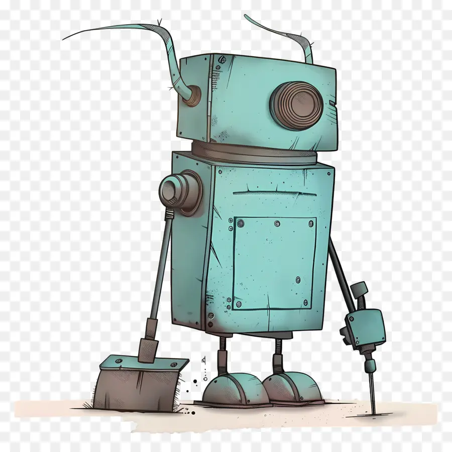 Robot De Nettoyage，Robot De Dessin Animé PNG