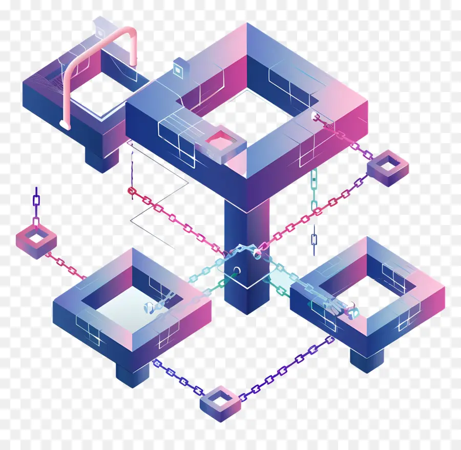 Blockchain，Cubes En Trois Dimensions PNG