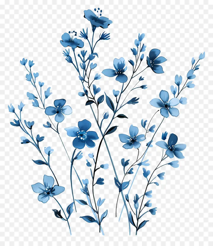 Fleurs Bleues，Peinture PNG