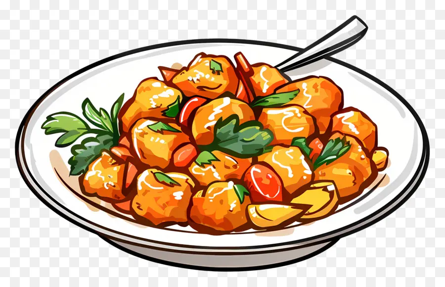 Aloo Gobi，Poulet à L'orange PNG