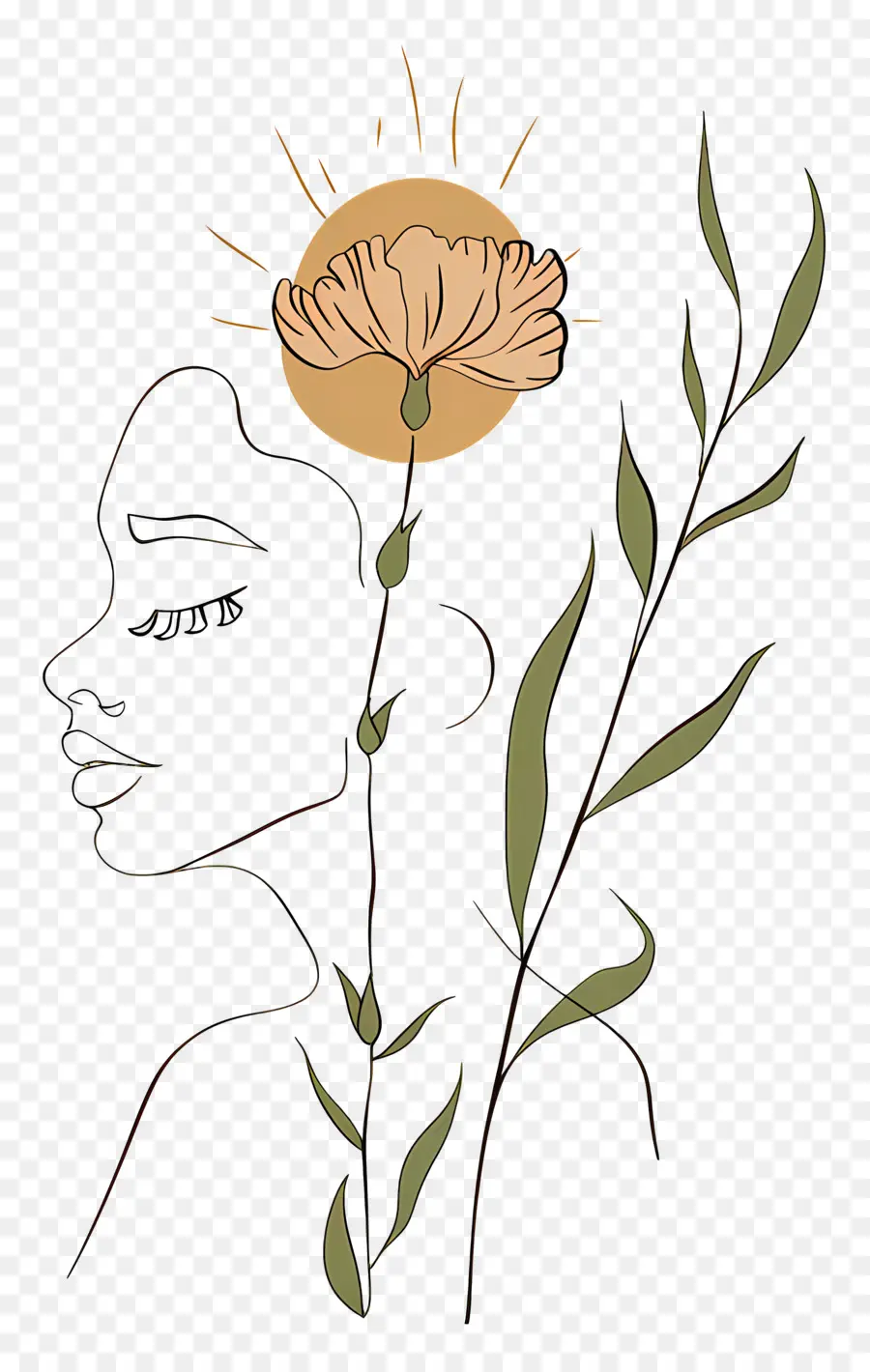 Visage De Femme，Femme Et Fleur PNG