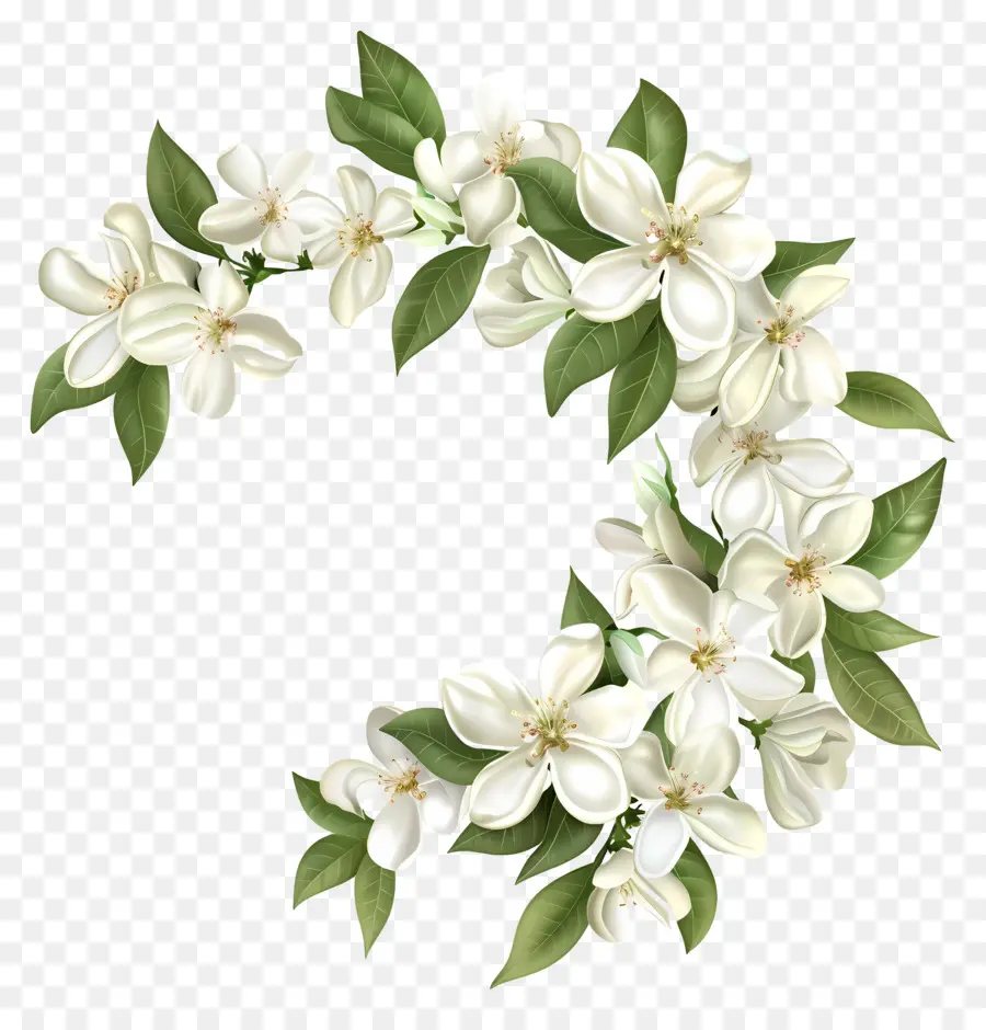 Fleurs De Jasmin Blanc，Couronne De Fleurs Blanches PNG