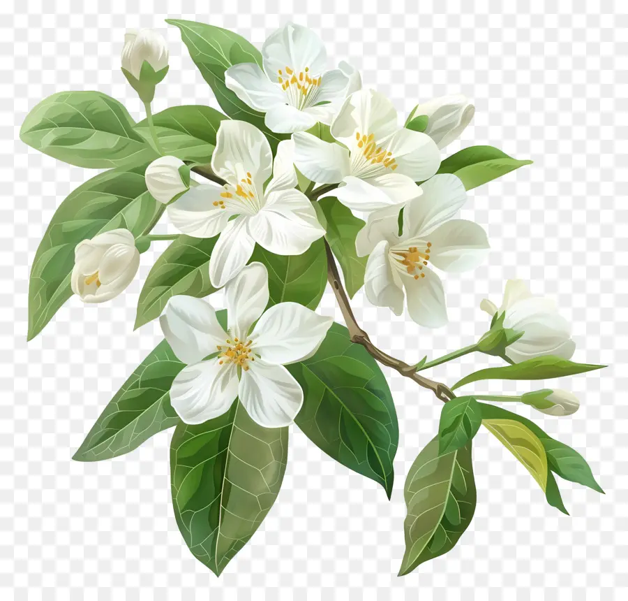 Fleurs De Jasmin Blanc，Arbre De Fleur De Pomme PNG