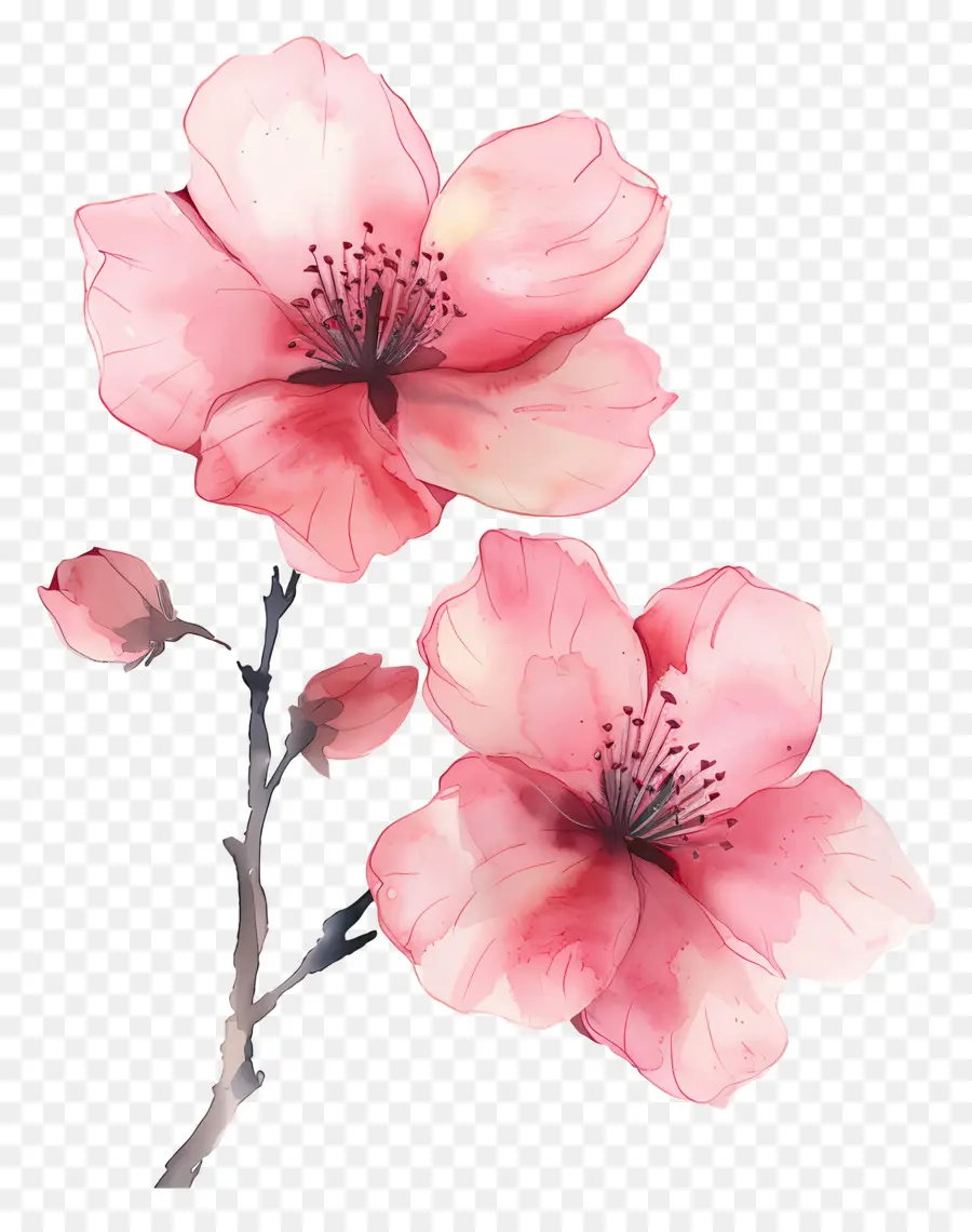 Fleurs Roses，Peinture à L'aquarelle PNG