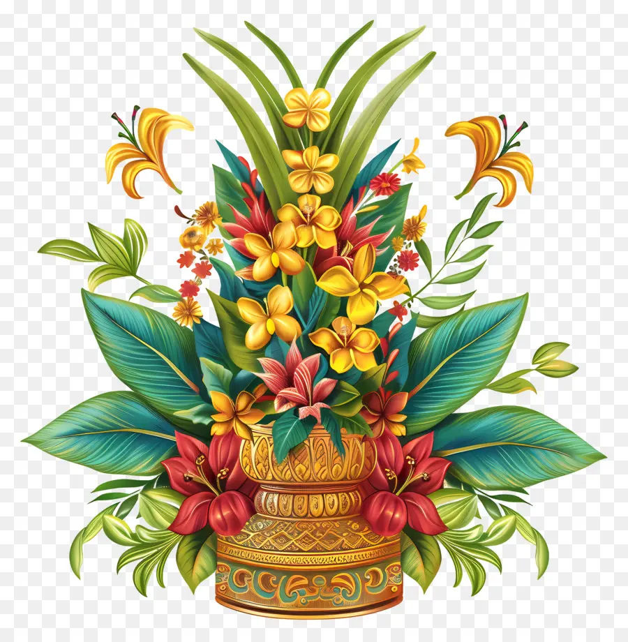 Bonalu，Design Floral Traditionnel PNG