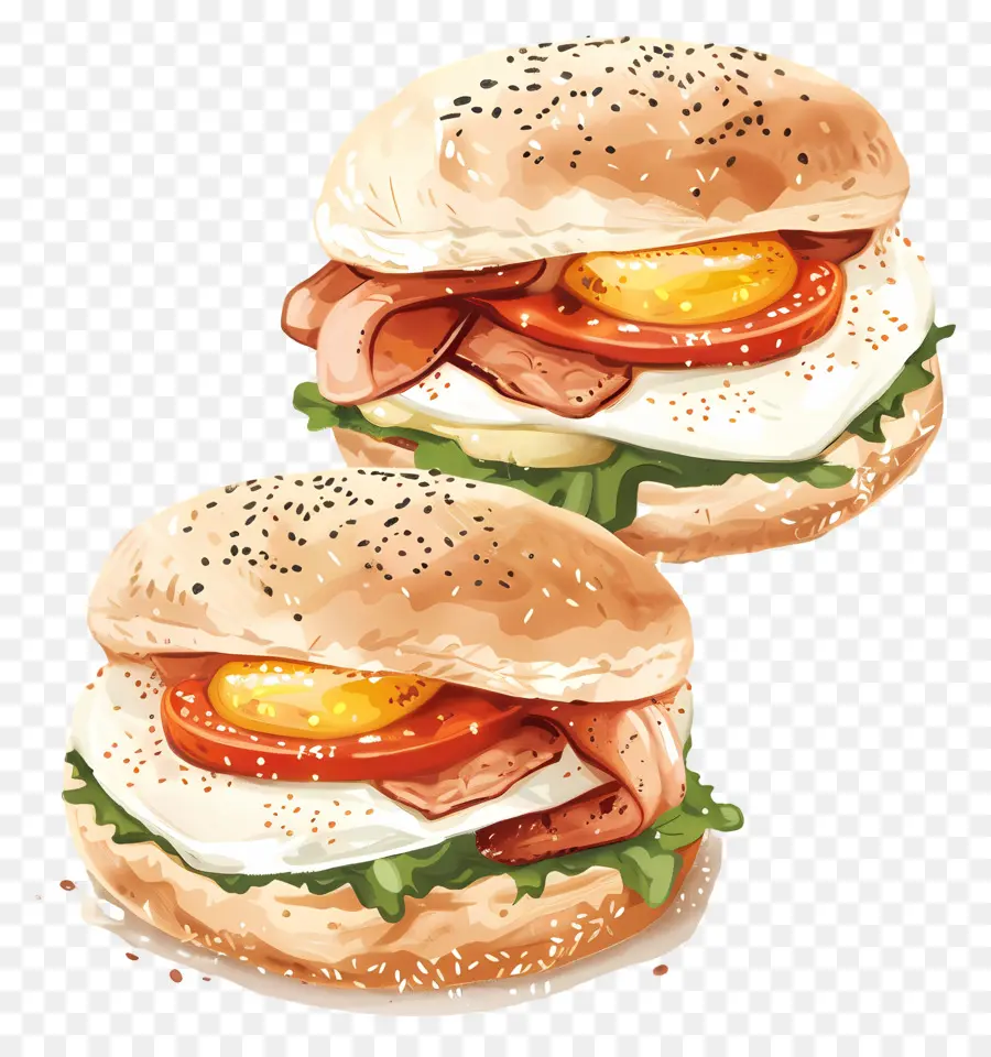 Les Sandwiches De Petit Déjeuner，Hamburger PNG