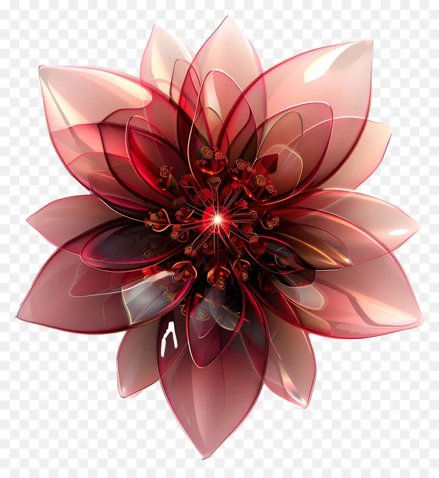 Fleur De Rubis，Modèle De Fleur 3d PNG