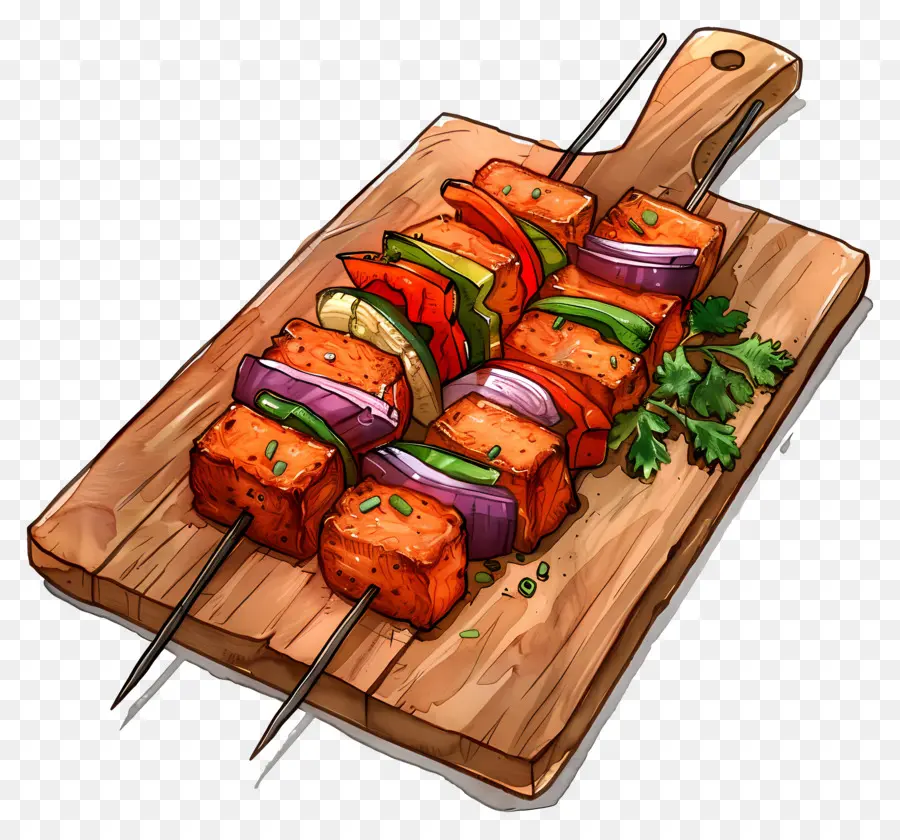 Paner Tikka，Brochettes Grillées PNG