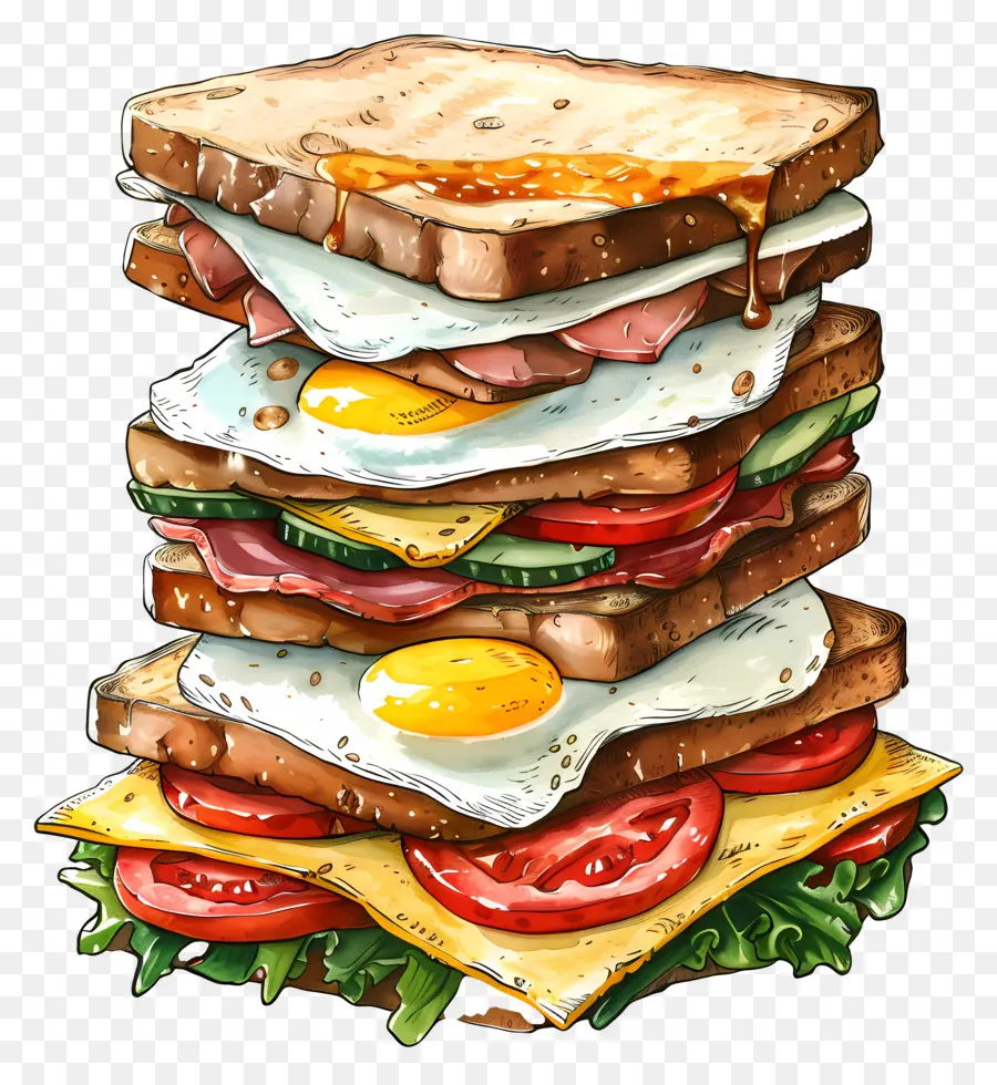 Les Sandwiches De Petit Déjeuner，Les Sandwichs PNG