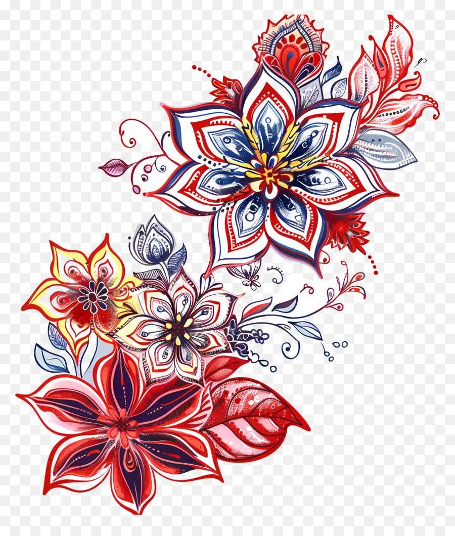 Design Floral Mehndi，Fleur PNG