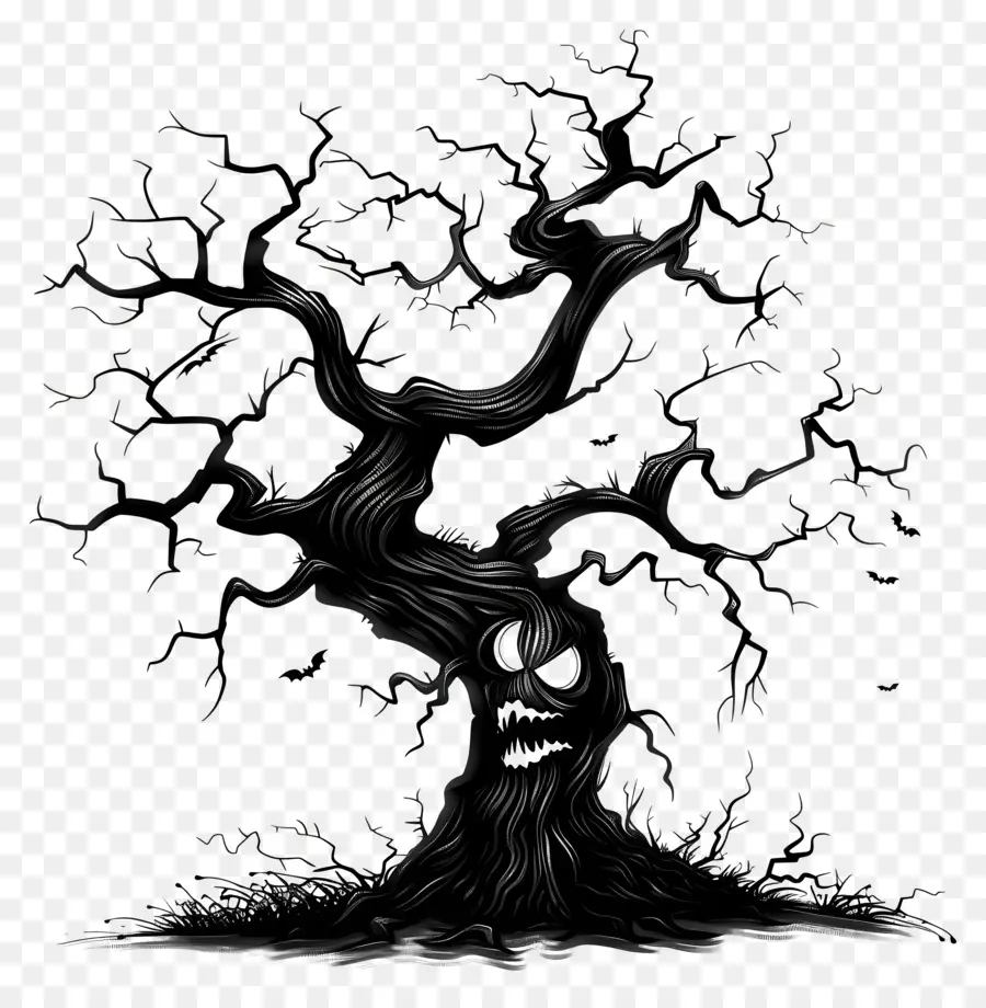 Arbre Noir D'halloween，Vieil Arbre PNG