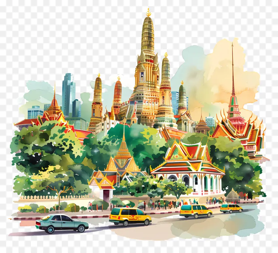 Bangkok，Peinture à L'aquarelle PNG