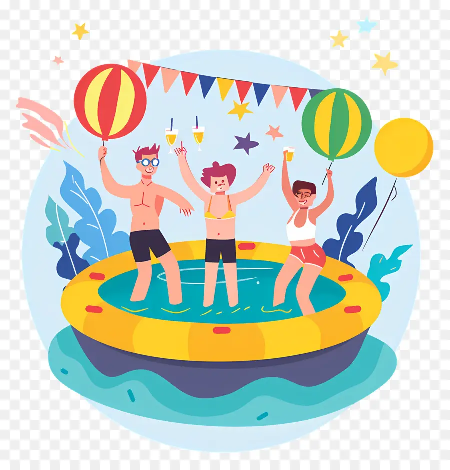 Fête De La Piscine，Dessin Animé PNG