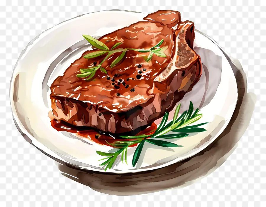 Steak，Peinture à L'aquarelle PNG