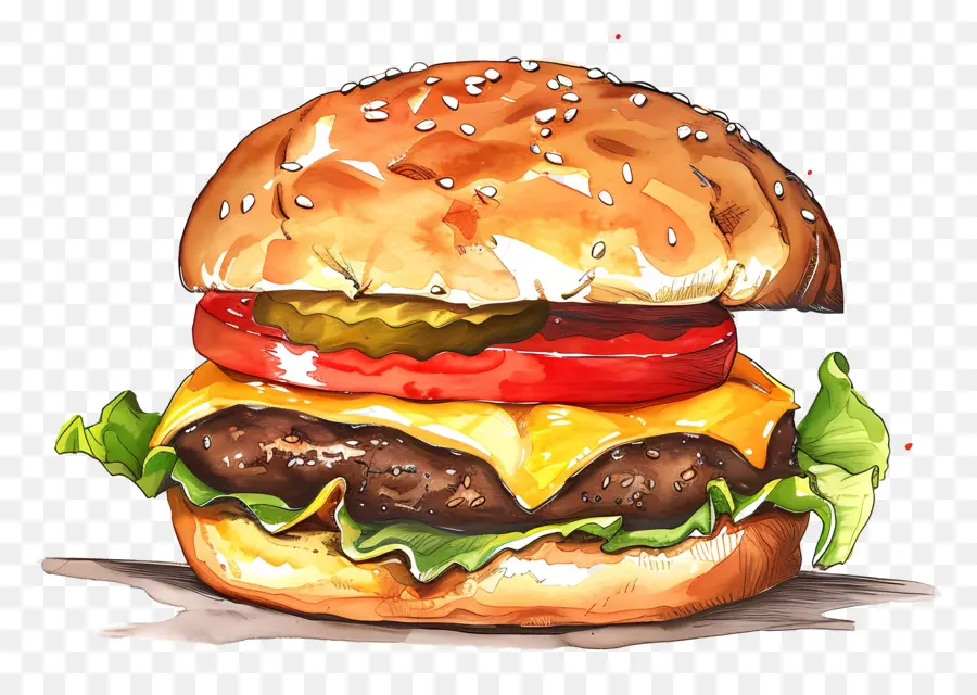 Hamburger，Peinture à L'aquarelle PNG