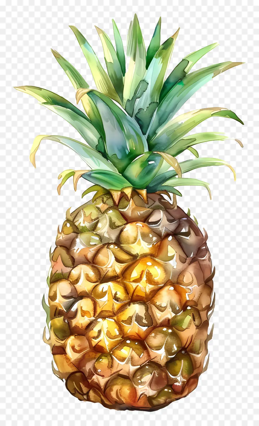 L'ananas，Peinture à L'aquarelle PNG