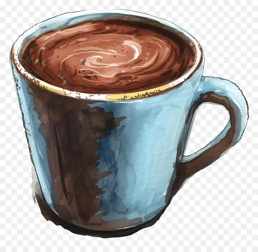 Tasse De Cacao，Tasse Bleue Et Blanche PNG