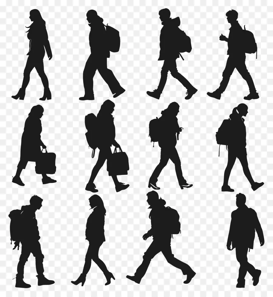 Gens Qui Marchent Silhouette，Silhouettes PNG