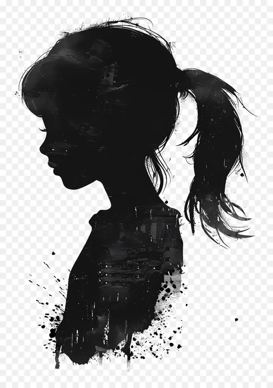 Silhouette De Fille，Silhouette D'une Jeune Fille PNG