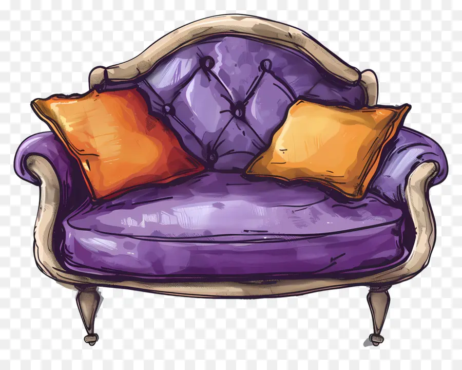 Canapé，Fauteuil En Velours Violet PNG