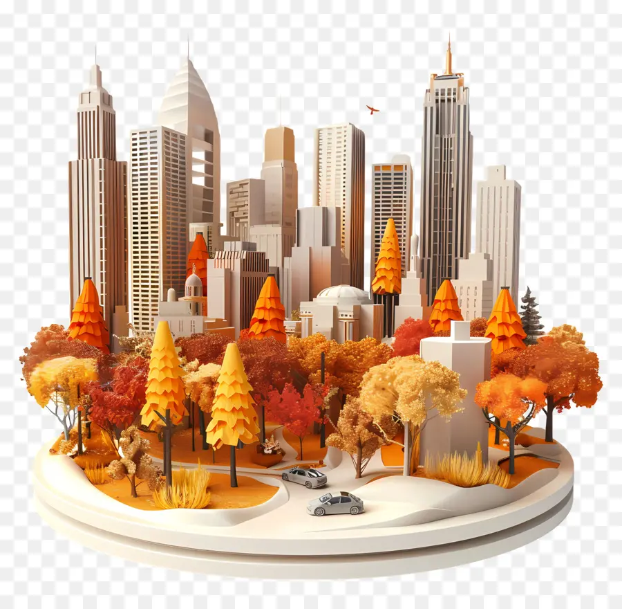 Ville D'automne，Paysage Urbain PNG