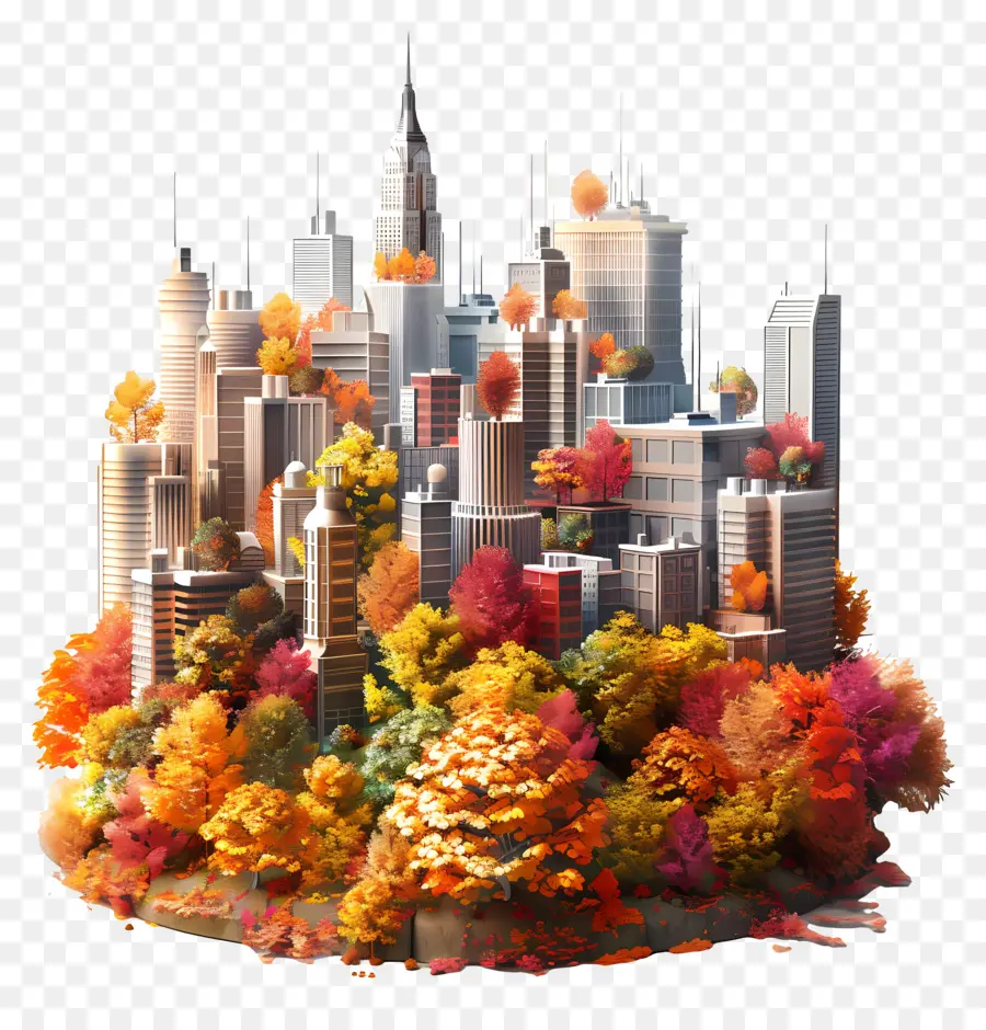 Ville D'automne，Paysage Urbain PNG