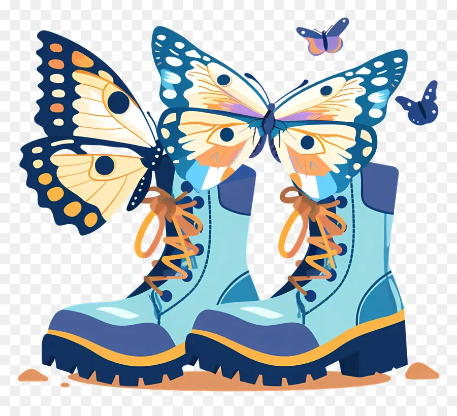 Papillon，Bottes Avec Des Papillons PNG