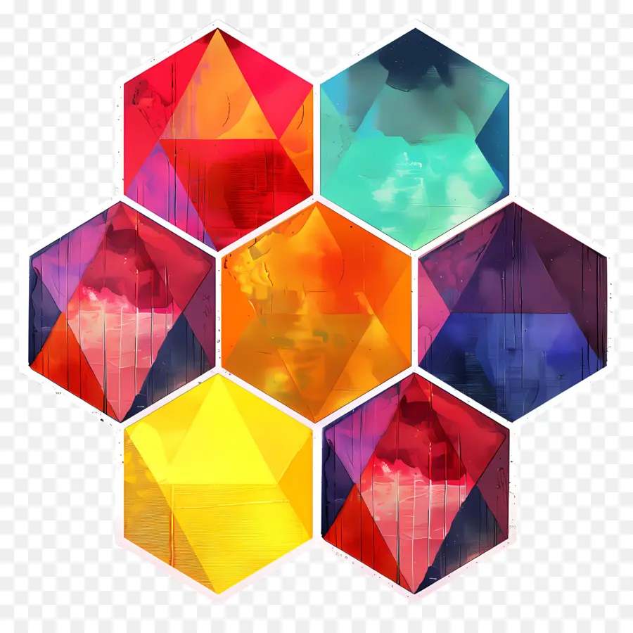 Hexagone，Hexagones Colorés PNG