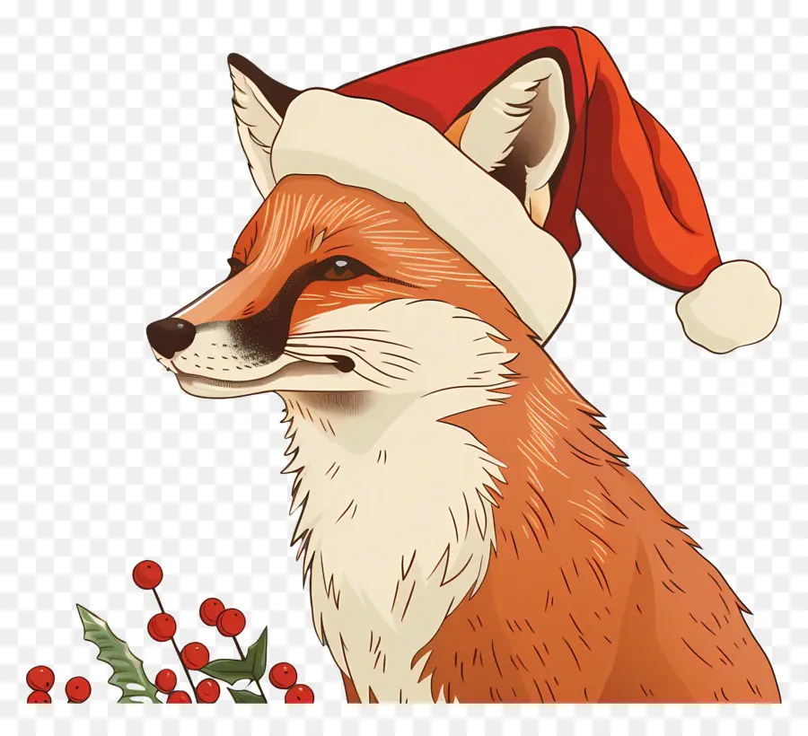 Renard，Renard Avec Bonnet De Noel PNG