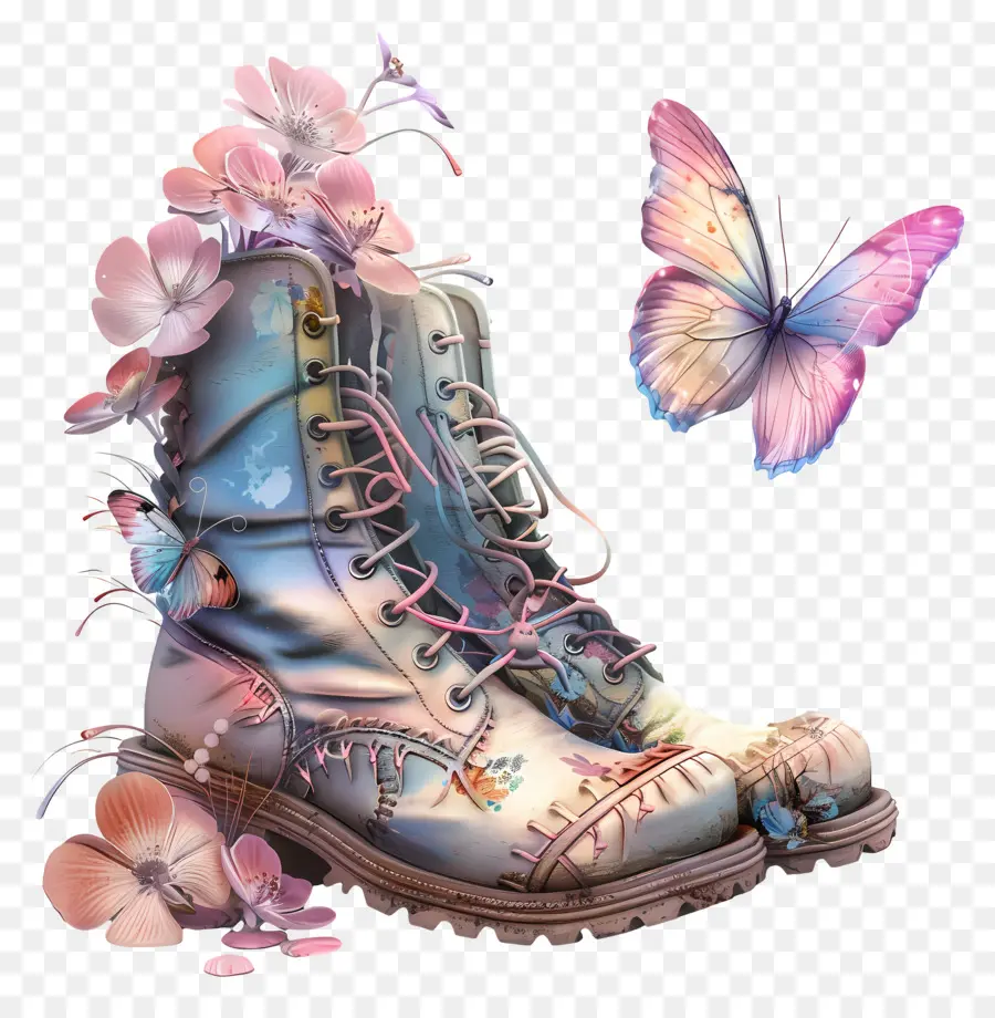 Papillon，Bottes Avec Des Papillons PNG