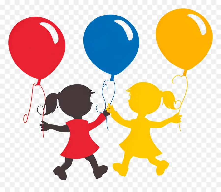 Journée Des Enfants，Enfants Avec Des Ballons PNG