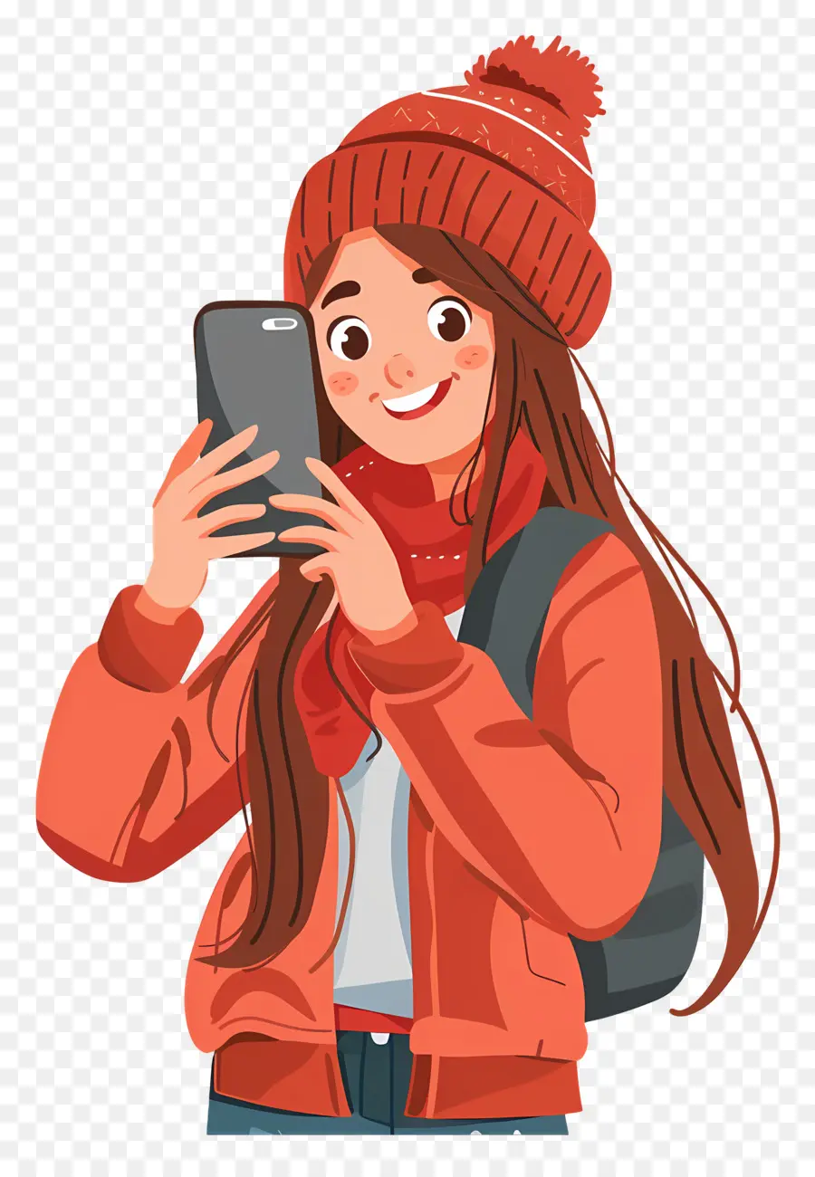 Journée Des Selfies，Fille Avec Téléphone PNG